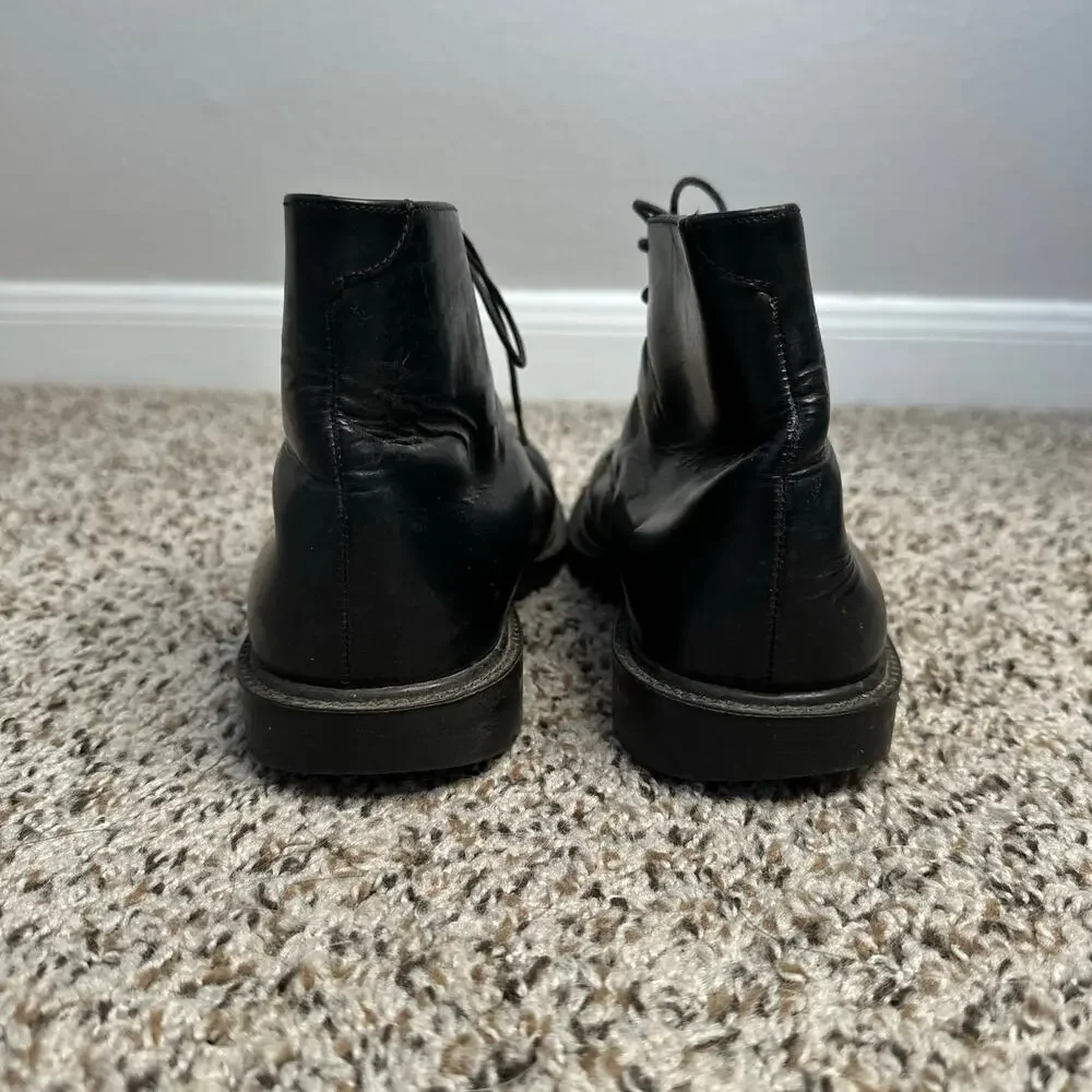 J. CREW Vintage Black Leather Lace Up Ankle Boots Made in Italy Size 36 US 5.5